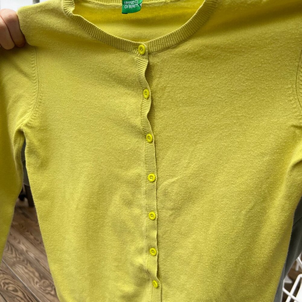 💛 Benetton Cardigan Sweater | Yellow | Youth XL (10-11 Years)